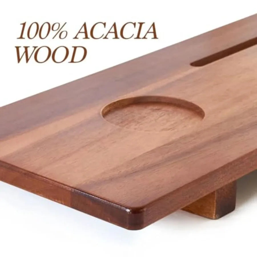 MDNG Acacia Wood Bathtub Tray Caddy With Adjustable Legs