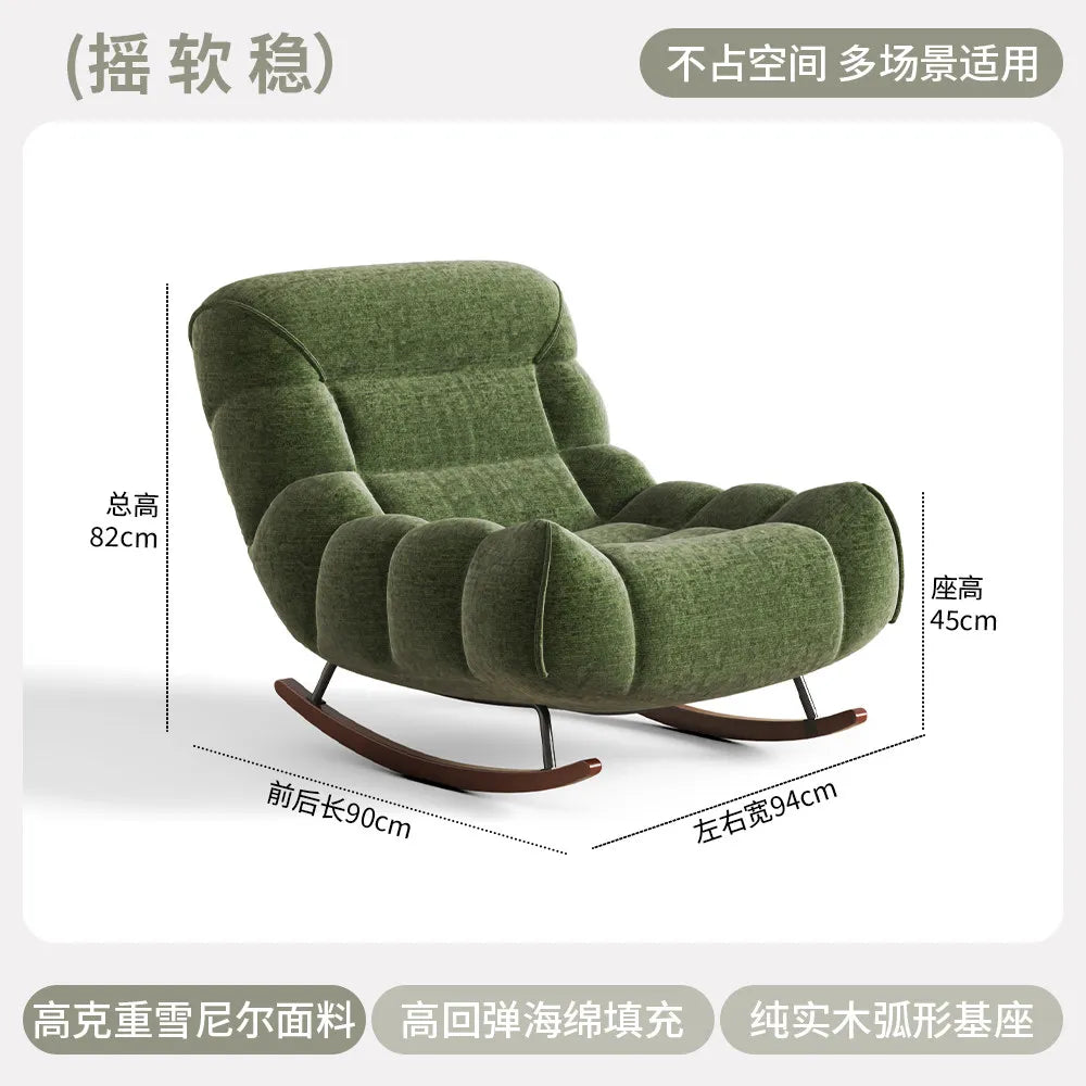 MDNG Chenille Rocking Chair High Density Foam Recliner Wood Base