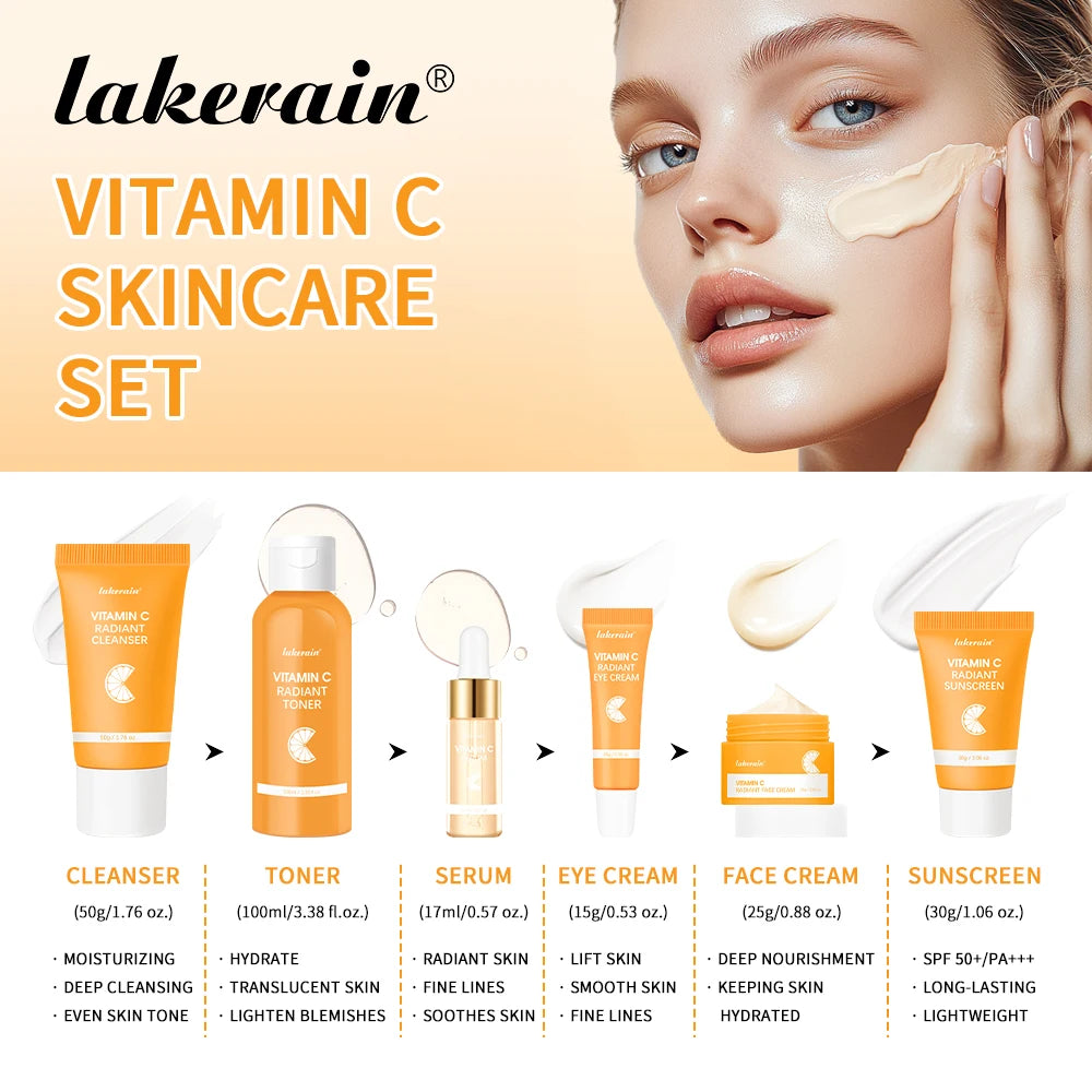 Lakerain Vitamin C Skin Care Set For RadianceOptimization IntensiveNourishment