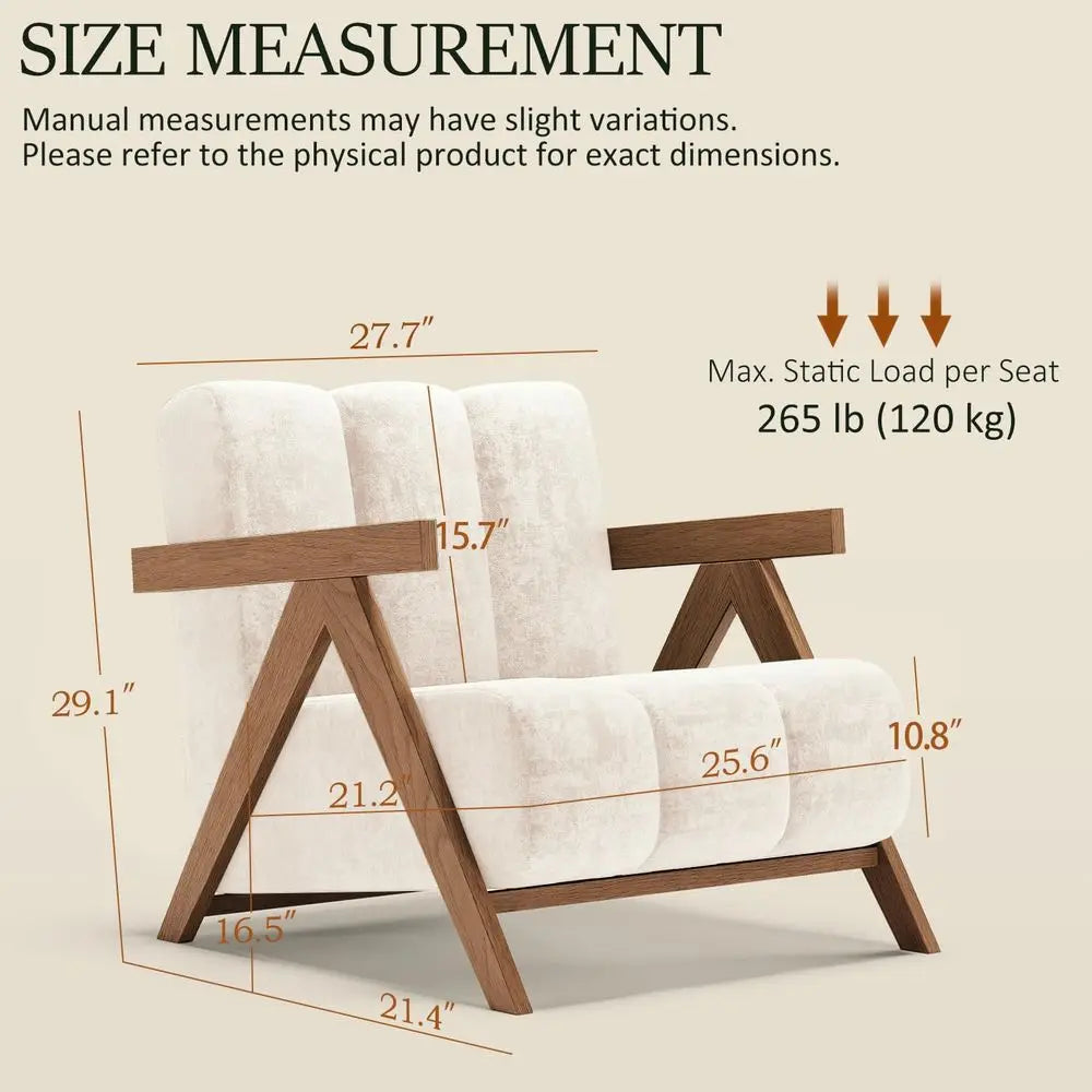 XMSJ Chenille Accent Chair Reading Lounge Armchair With Wood Frame