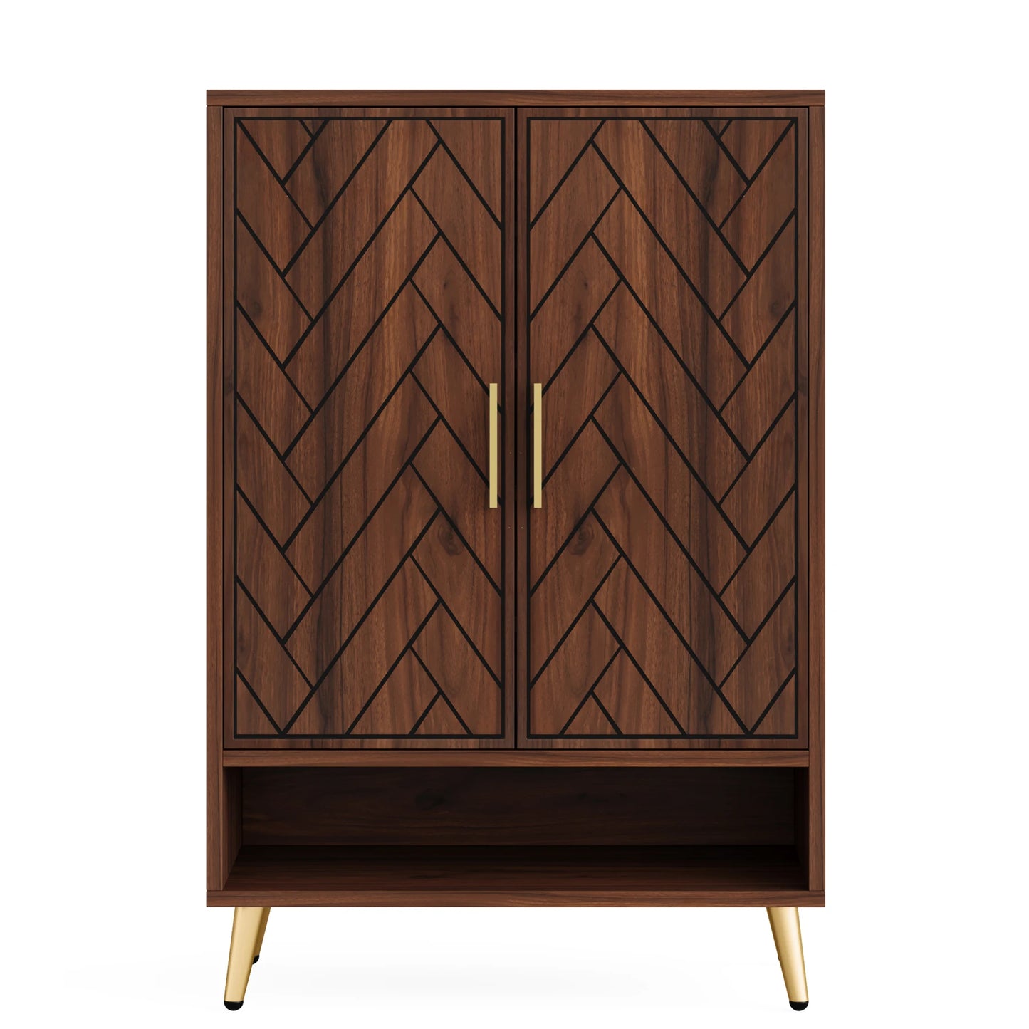 Tribesigns 6-Tier Shoe Cabinet With Doors Walnut Wood Entryway Storage