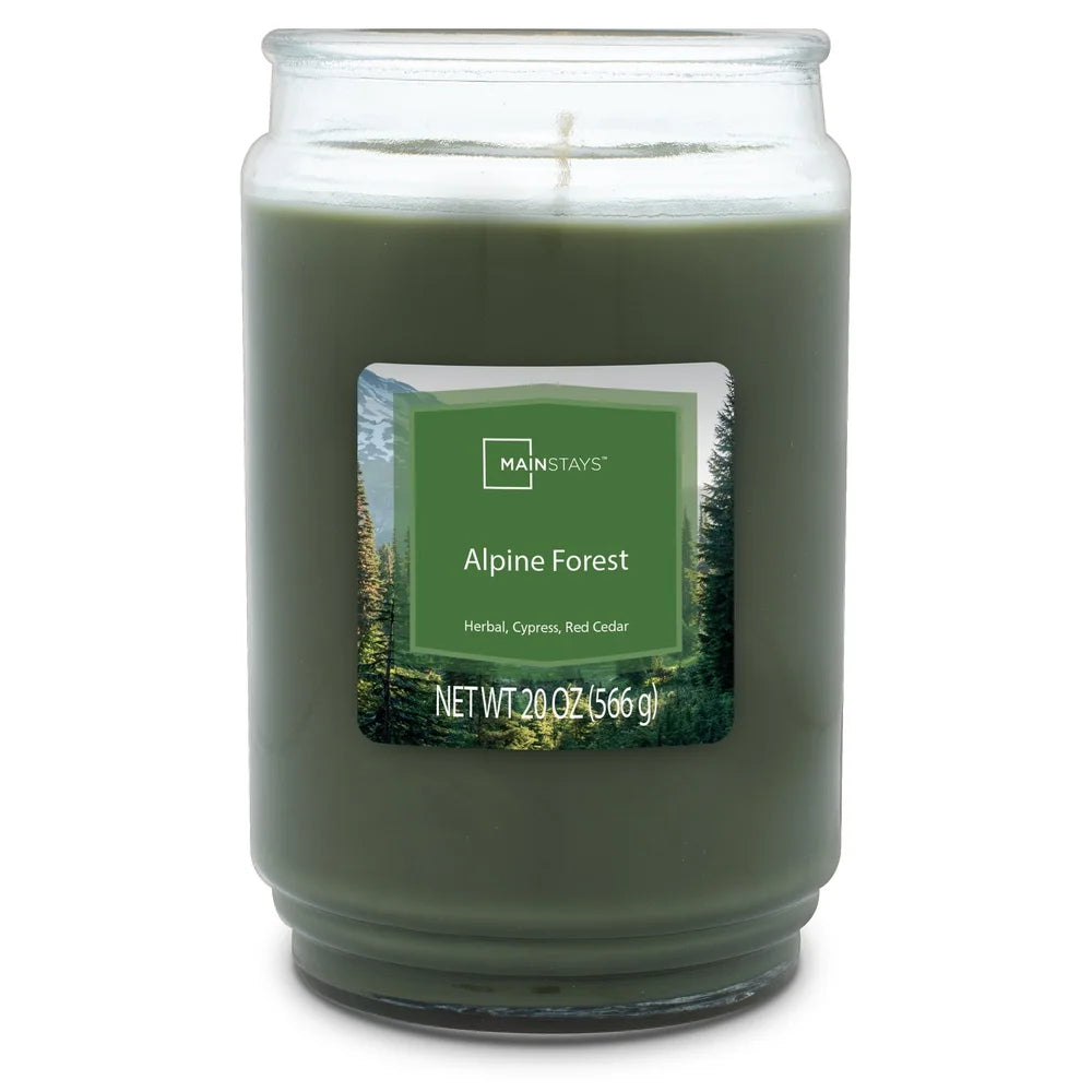 Alpine Forest Scented Candle 20oz Single Wick Glass Jar Relaxing Aromatherapy Candle Long Lasting Clean Burning Wax Indoor Decor