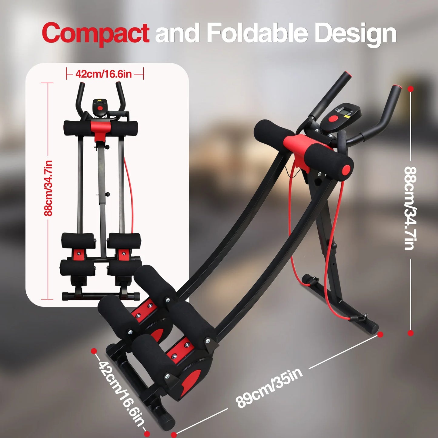 Foldable Ab Machine With Resistance Bands For Home Core Workout