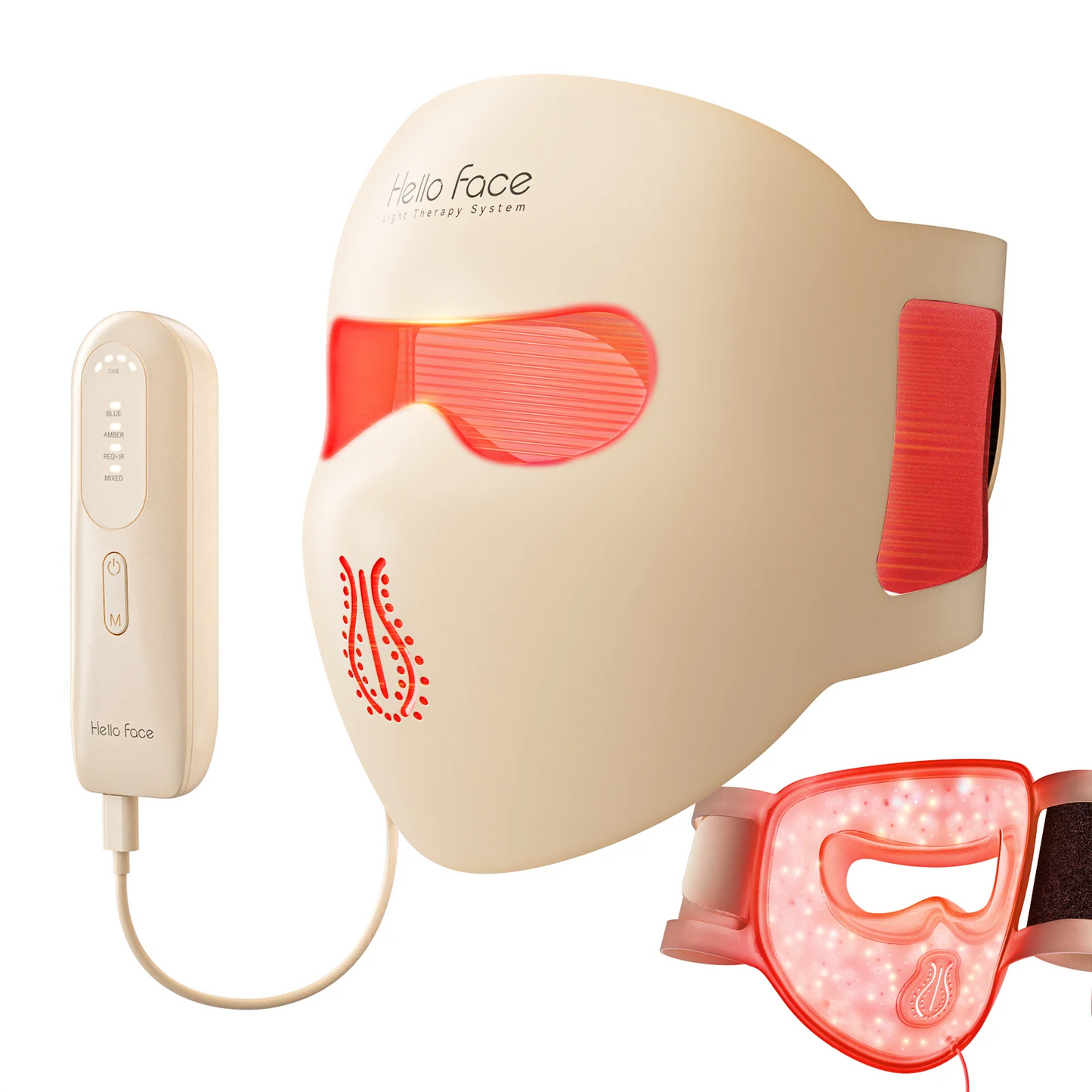 Hello Face M300 4D LED Light Therapy Mask for Neck