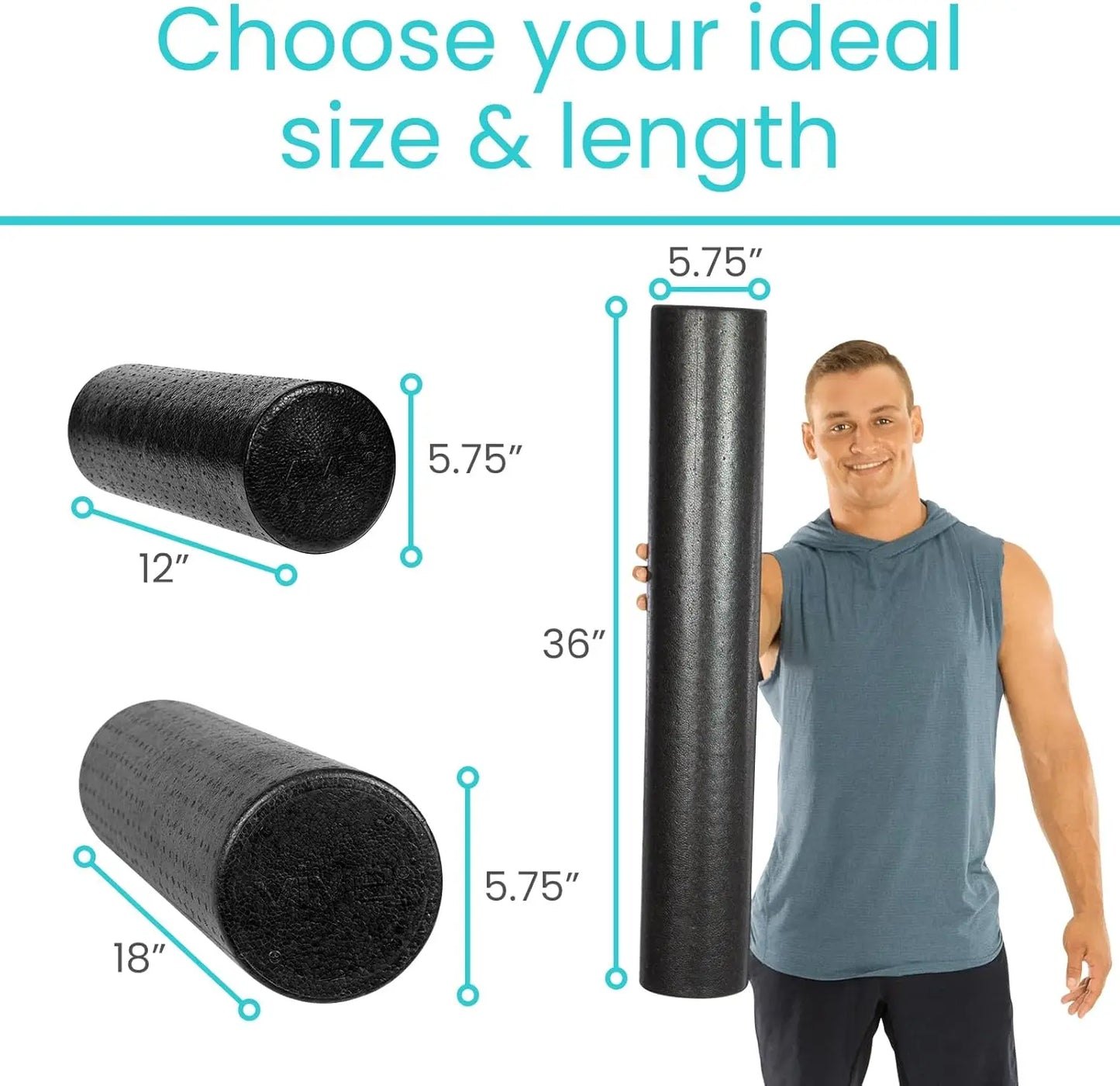 High Density Foam Roller (36 inch) - Large Foam Roller for Exercise, Physical Therapy, Yoga, Pilates, Stretching - Pain Relief M