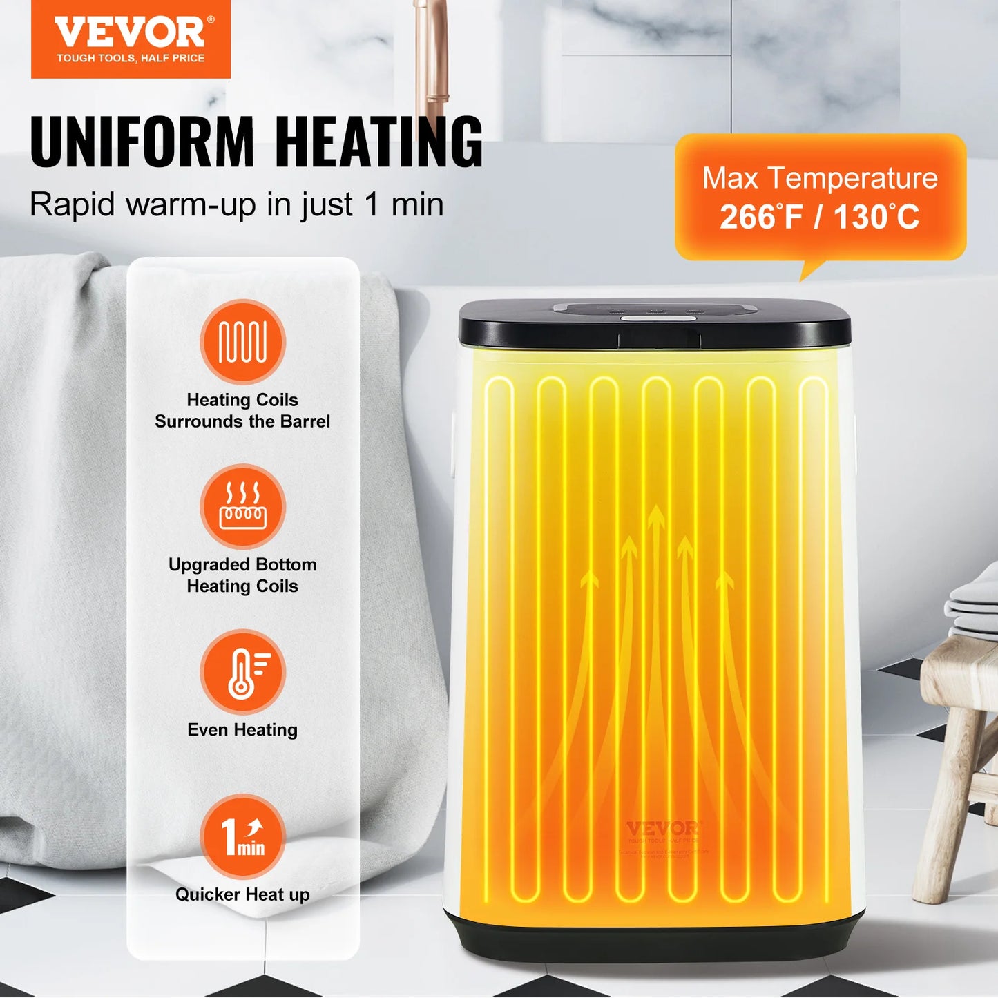 SucceBuy Towel Warmer Bucket With Auto Shut Off LED Screen