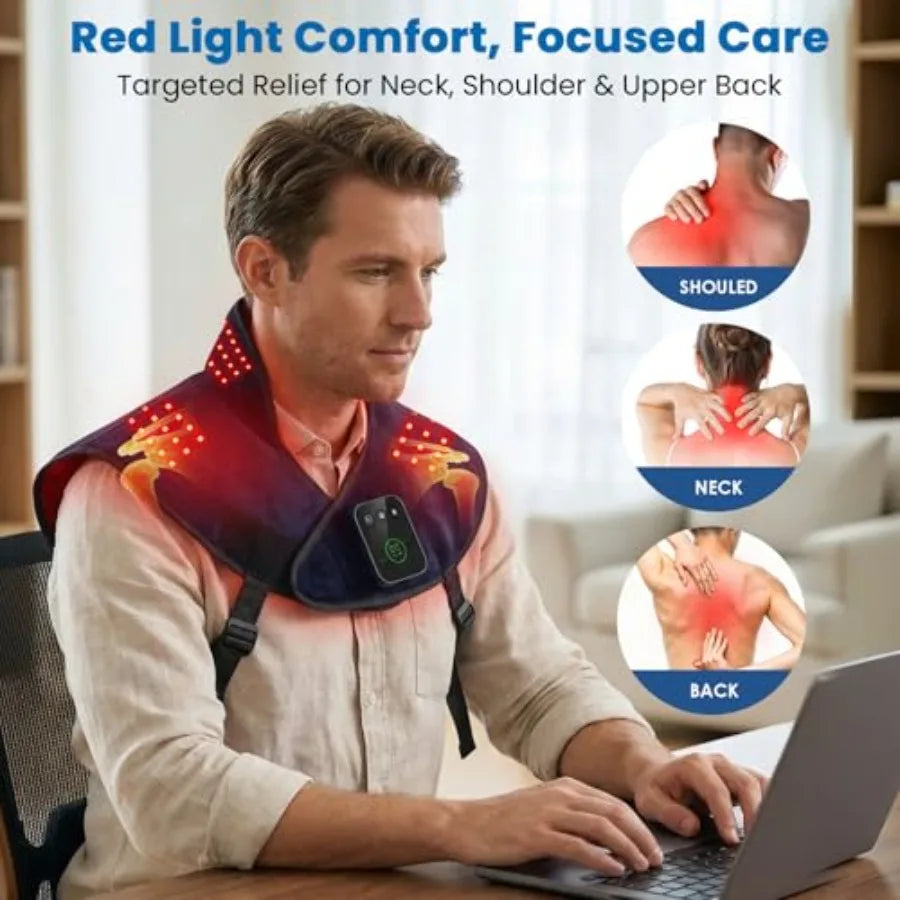 Cordless Red Light Therapy Neck Shoulder Pain Relief Wrap Infrared
