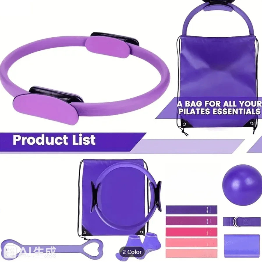 Yoga And Pilates 14 Piece Set With Resistance Bands Ball