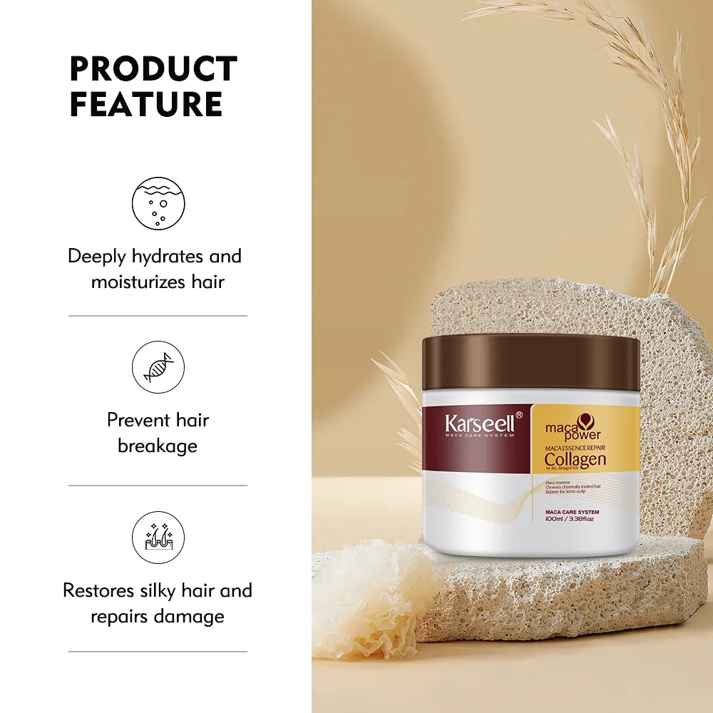Karseell Collagen Hair Mask Deep Repair With Argan Oil For All Hair Types And Damage Prevention