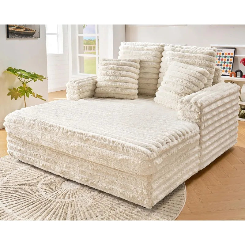 Chaise Lounge Sofa Bed With Armrests And Throw Pillows