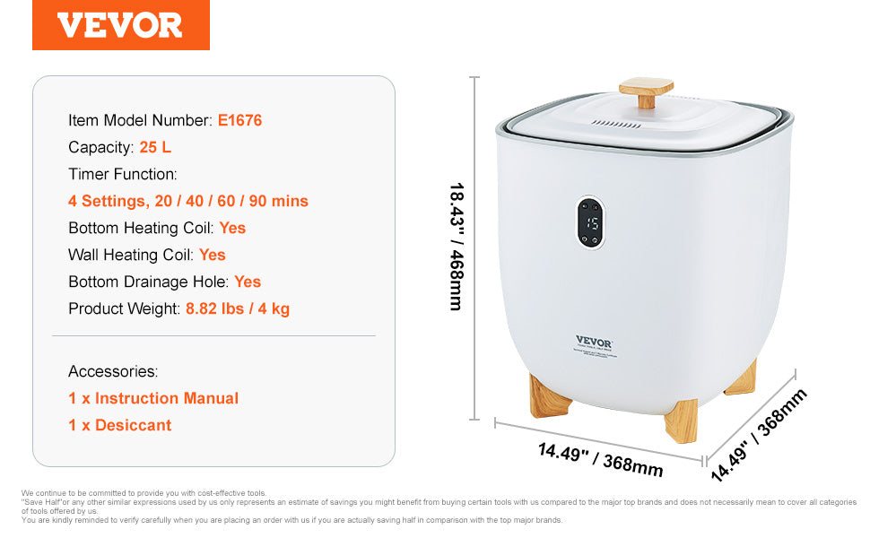 SucceBuy Towel Warmer Bucket With Auto Shut Off LED Screen
