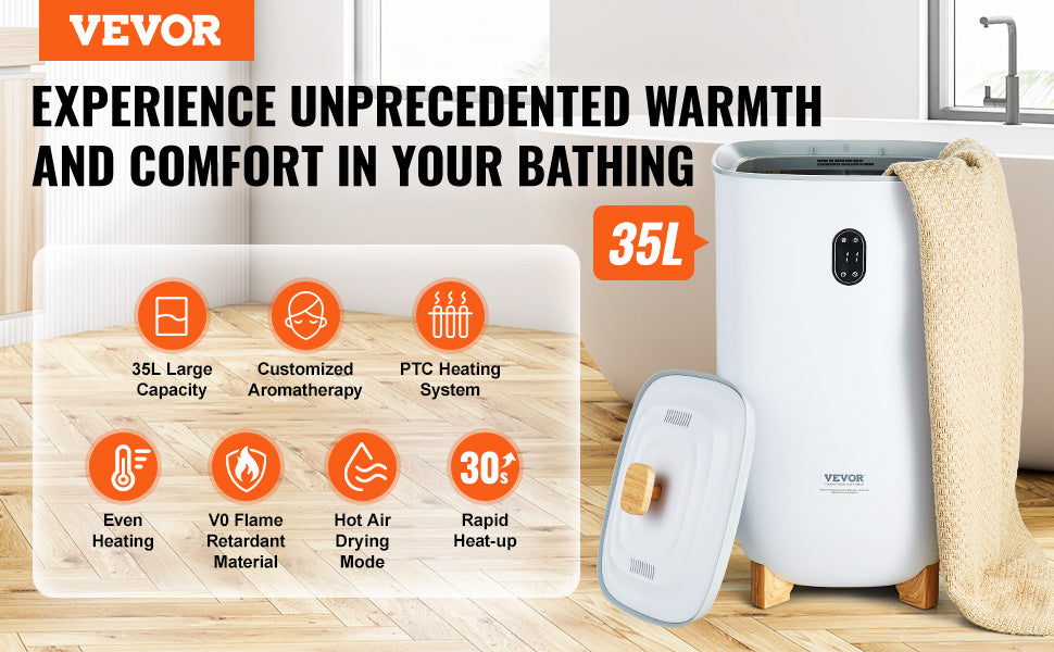 SucceBuy Towel Warmer Bucket With Auto Shut Off LED Screen