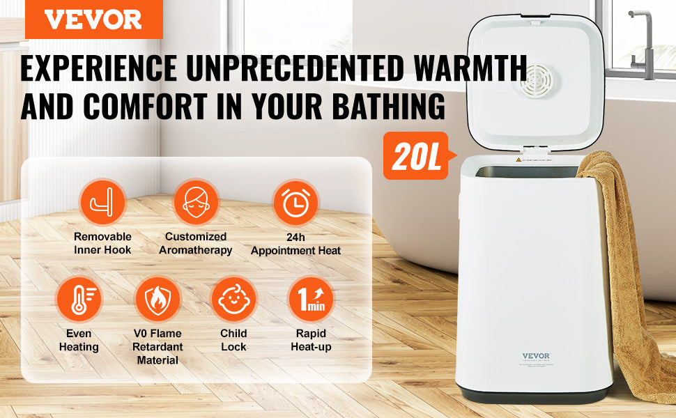 SucceBuy Towel Warmer Bucket With Auto Shut Off LED Screen