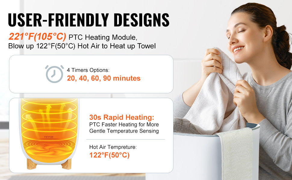 SucceBuy Towel Warmer Bucket With Auto Shut Off LED Screen